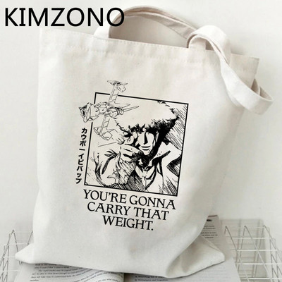 Cowboy Bebop pirkinių krepšys medvilninis krepšys bakalėjos rankinė drobinis pirkėjo krepšys bolsas pakartotinai naudojamas sulankstomas tinklelio griebtuvas