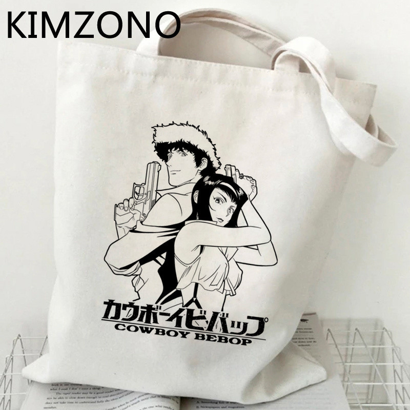 Cowboy Bebop pirkinių krepšys medvilninis krepšys bakalėjos rankinė drobinis pirkėjo krepšys bolsas pakartotinai naudojamas sulankstomas tinklelio griebtuvas