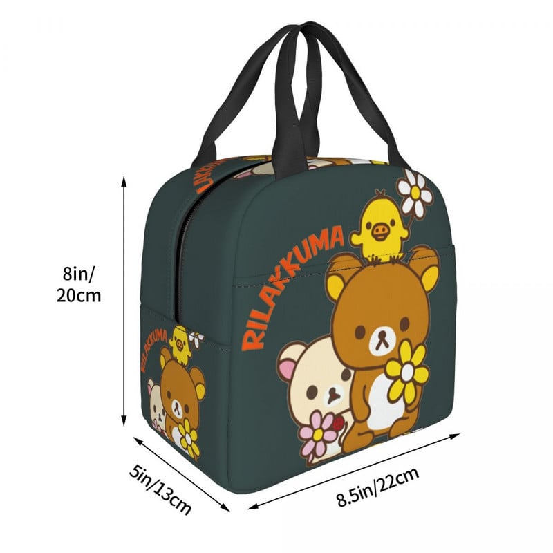 Vlastné roztomilé obedové tašky Rilakkuma pre ženy, teplé chladiace izolované obedové boxy pre študentov