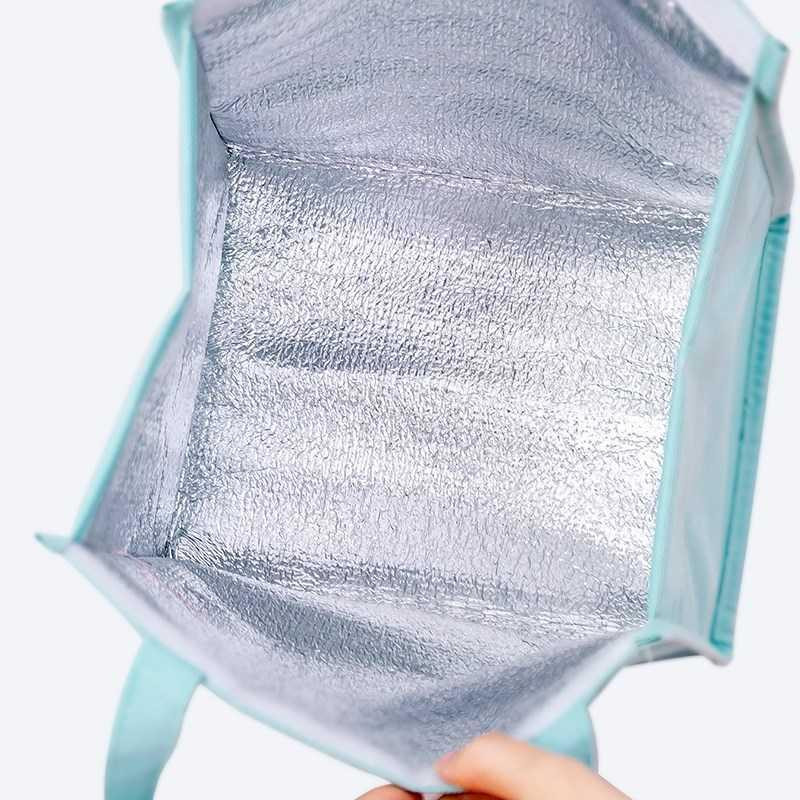 PURDORED 1 bucată sac de prânz cu fructe din desene animate pentru femei, cutie de prânz pentru picnic termic, pungă izolatoare, pungă Bento, organizator de fructe de călătorie