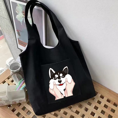 Τσάντα Tote Γυναικείες τσάντες αγορών Καμβάς τσάντες commuter Cartoon Dog Anime Shopper Φορητή υφασμάτινη τσάντα με έναν ώμο από καθαρό βαμβάκι