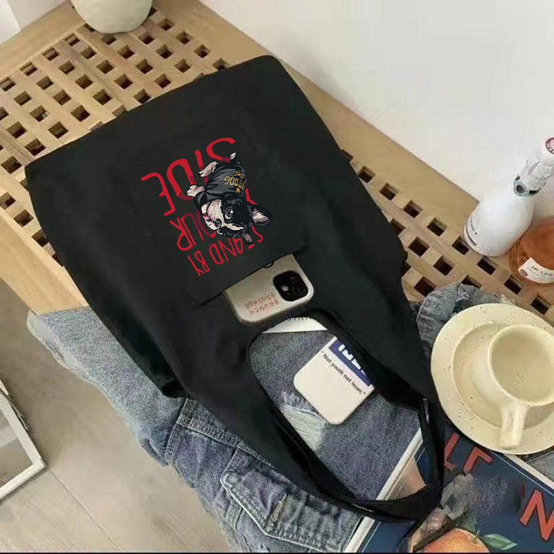 Genți de tote Genți de cumpărături pentru femei Genți de mână pentru navetiști din pânză, câine de desene animate, cumpărător de anime, geantă portabilă din bumbac pur, cu un singur umăr