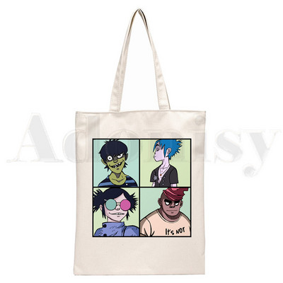 Trupa de muzică Gorillaz PUNK ROCK Design Genți de pânză de umăr Geanta de mână pentru colegiu Harajuku de mare capacitate Geanta de cumpărături