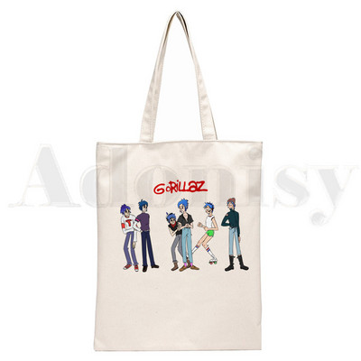 Trupa de muzică Gorillaz PUNK ROCK Design Genți de pânză de umăr Geanta de mână pentru colegiu Harajuku de mare capacitate Geanta de cumpărături