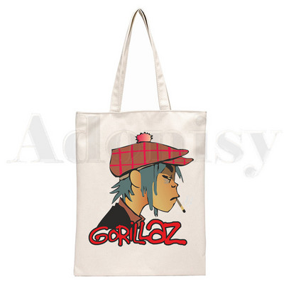 Trupa de muzică Gorillaz PUNK ROCK Design Genți de pânză de umăr Geanta de mână pentru colegiu Harajuku de mare capacitate Geanta de cumpărături