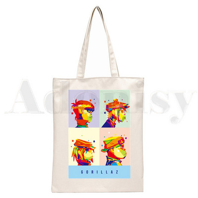 Trupa de muzică Gorillaz PUNK ROCK Design Genți de pânză de umăr Geanta de mână pentru colegiu Harajuku de mare capacitate Geanta de cumpărături