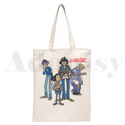 Trupa de muzică Gorillaz PUNK ROCK Design Genți de pânză de umăr Geanta de mână pentru colegiu Harajuku de mare capacitate Geanta de cumpărături