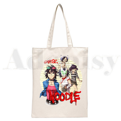 Trupa de muzică Gorillaz PUNK ROCK Design Genți de pânză de umăr Geanta de mână pentru colegiu Harajuku de mare capacitate Geanta de cumpărături