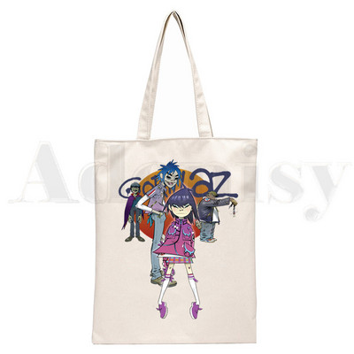 Trupa de muzică Gorillaz PUNK ROCK Design Genți de pânză de umăr Geanta de mână pentru colegiu Harajuku de mare capacitate Geanta de cumpărături