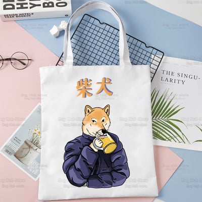 Shiba Inu disaini õlakottid suure mahutavusega kolledži Jaapani armas kawaii koer Harajuku käekott naiste kott ostukott
