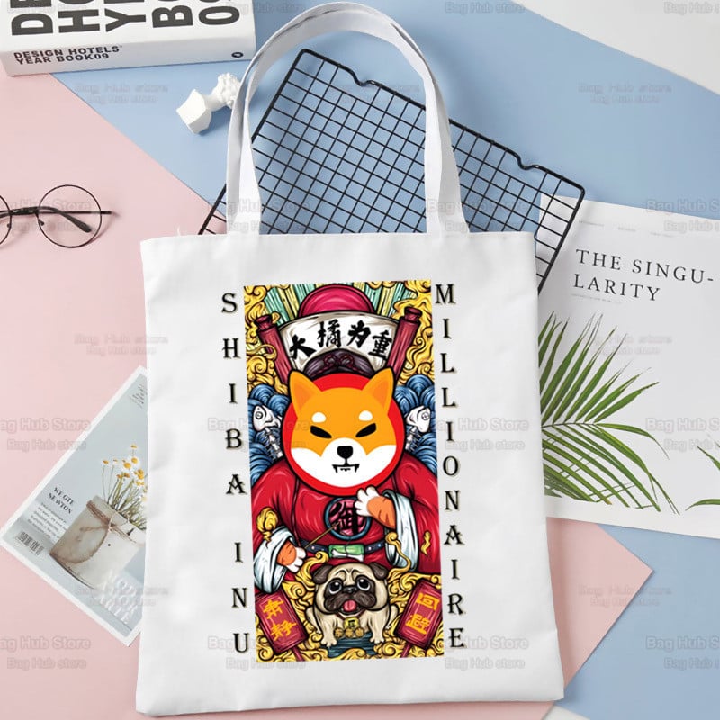 Shiba Inu disaini õlakottid suure mahutavusega kolledži Jaapani armas kawaii koer Harajuku käekott naiste kott ostukott