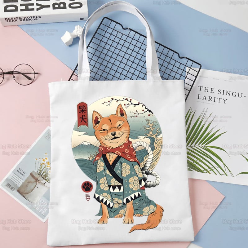 Shiba Inu disaini õlakottid suure mahutavusega kolledži Jaapani armas kawaii koer Harajuku käekott naiste kott ostukott