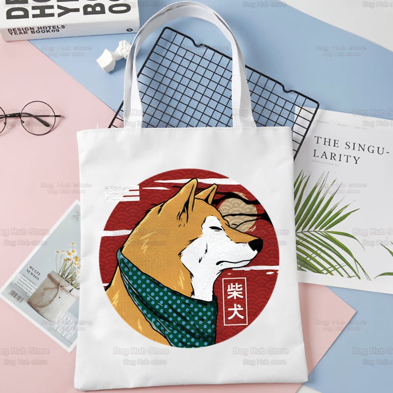 Shiba Inu disaini õlakottid suure mahutavusega kolledži Jaapani armas kawaii koer Harajuku käekott naiste kott ostukott