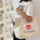 Ženske torbe Torba za kupnju na rame Prijenosna platnena velika sklopiva torba za višekratnu upotrebu Medicinska sestra Radna ekološka pohrana Ručne torbe za kupnju namirnica