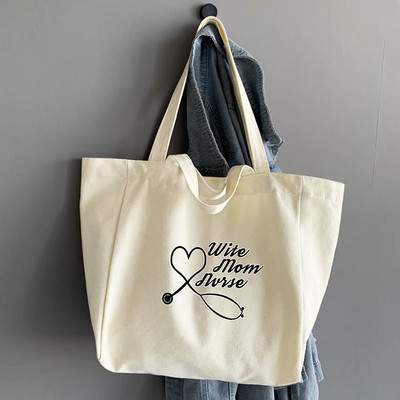 Ženske torbe Torba za kupnju na rame Prijenosna platnena velika sklopiva torba za višekratnu upotrebu Medicinska sestra Radna ekološka pohrana Ručne torbe za kupnju namirnica