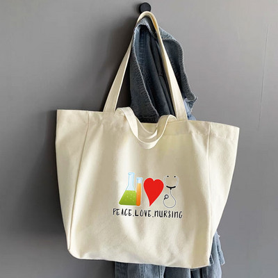 Ženske torbe Torba za kupnju na rame Prijenosna platnena velika sklopiva torba za višekratnu upotrebu Medicinska sestra Radna ekološka pohrana Ručne torbe za kupnju namirnica