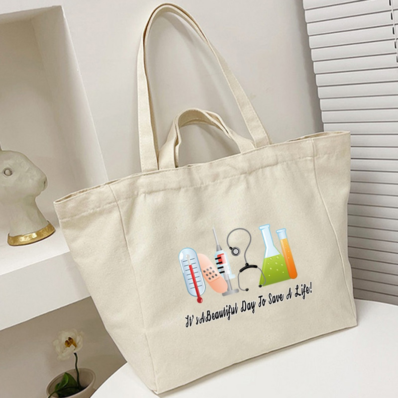 Ženske torbe Torba za kupnju na rame Prijenosna platnena velika sklopiva torba za višekratnu upotrebu Medicinska sestra Radna ekološka pohrana Ručne torbe za kupnju namirnica