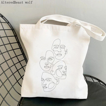 Γυναικεία τσάντα Shopper Abstract Face Printed Kawaii Bag Harajuku Shopping Canvas Canvas Shopper Girl Τσάντα Tote Shoulder Lady Bag