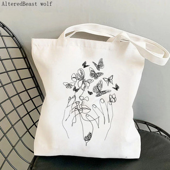 Γυναικεία τσάντα Shopper Abstract Face Printed Kawaii Bag Harajuku Shopping Canvas Canvas Shopper Girl Τσάντα Tote Shoulder Lady Bag