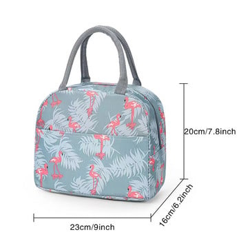 Flamingo Insolated Lunch Bag for School Office Nursing Φορητό θερμικό ψυγείο Κουτί φαγητού Γυναικεία Ανδρικά Μωβ Λουλουδάκι