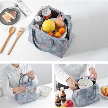 Flamingo Insolated Lunch Bag for School Office Nursing Φορητό θερμικό ψυγείο Κουτί φαγητού Γυναικεία Ανδρικά Μωβ Λουλουδάκι