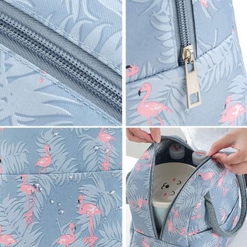 Flamingo Insolated Lunch Bag for School Office Nursing Φορητό θερμικό ψυγείο Κουτί φαγητού Γυναικεία Ανδρικά Μωβ Λουλουδάκι