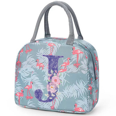Flamingo izolirana torba za ručak za školski ured za njegu Prijenosni toplinski hladnjak Kutija za ručak za hranu Žene Muškarci Ljubičasti cvijet Pismo