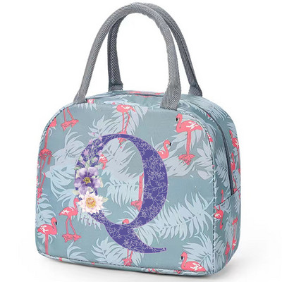 Flamingo izolirana torba za ručak za školski ured za njegu Prijenosni toplinski hladnjak Kutija za ručak za hranu Žene Muškarci Ljubičasti cvijet Pismo