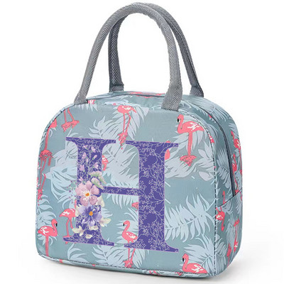 Flamingo izolirana torba za ručak za školski ured za njegu Prijenosni toplinski hladnjak Kutija za ručak za hranu Žene Muškarci Ljubičasti cvijet Pismo