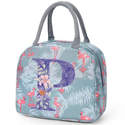 Flamingo izolirana torba za ručak za školski ured za njegu Prijenosni toplinski hladnjak Kutija za ručak za hranu Žene Muškarci Ljubičasti cvijet Pismo