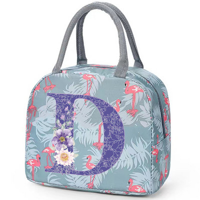 Flamingo izolirana torba za ručak za školski ured za njegu Prijenosni toplinski hladnjak Kutija za ručak za hranu Žene Muškarci Ljubičasti cvijet Pismo