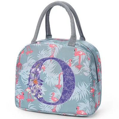 Flamingo izolirana torba za ručak za školski ured za njegu Prijenosni toplinski hladnjak Kutija za ručak za hranu Žene Muškarci Ljubičasti cvijet Pismo