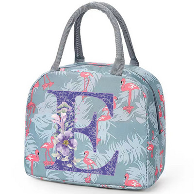 Flamingo izolirana torba za ručak za školski ured za njegu Prijenosni toplinski hladnjak Kutija za ručak za hranu Žene Muškarci Ljubičasti cvijet Pismo