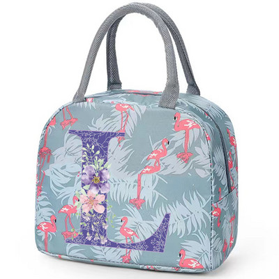 Flamingo izolirana torba za ručak za školski ured za njegu Prijenosni toplinski hladnjak Kutija za ručak za hranu Žene Muškarci Ljubičasti cvijet Pismo