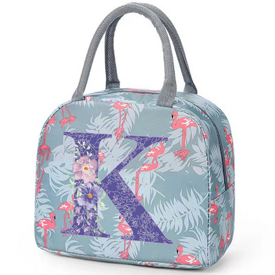 Flamingo izolirana torba za ručak za školski ured za njegu Prijenosni toplinski hladnjak Kutija za ručak za hranu Žene Muškarci Ljubičasti cvijet Pismo