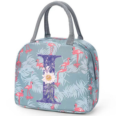 Flamingo izolirana torba za ručak za školski ured za njegu Prijenosni toplinski hladnjak Kutija za ručak za hranu Žene Muškarci Ljubičasti cvijet Pismo