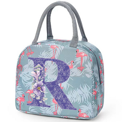 Flamingo izolirana torba za ručak za školski ured za njegu Prijenosni toplinski hladnjak Kutija za ručak za hranu Žene Muškarci Ljubičasti cvijet Pismo