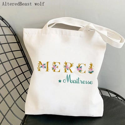 Super AESH Shopping Bag Thank You maitresse Ženska platnena francuska torbica Ženska višekratna torba za plažu Poklon za učiteljicu