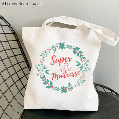 Super AESH Shopping Bag Thank You maitresse Ženska platnena francuska torbica Ženska višekratna torba za plažu Poklon za učiteljicu