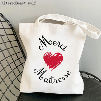 Super AESH Shopping Bag Thank You maitresse Ženska platnena francuska torbica Ženska višekratna torba za plažu Poklon za učiteljicu