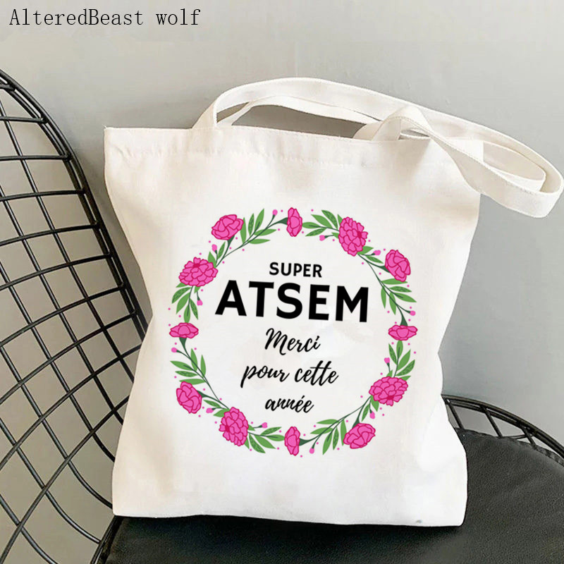 Super AESH Shopping Bag Thank You maitresse Ženska platnena francuska torbica Ženska višekratna torba za plažu Poklon za učiteljicu