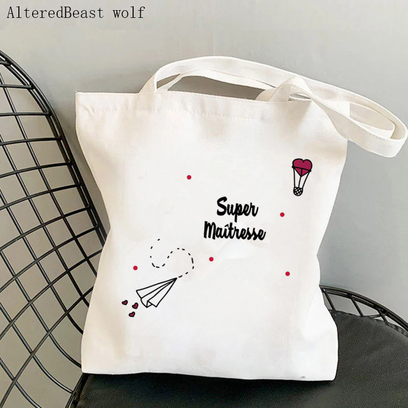 Super AESH Shopping Bag Thank You maitresse Ženska platnena francuska torbica Ženska višekratna torba za plažu Poklon za učiteljicu