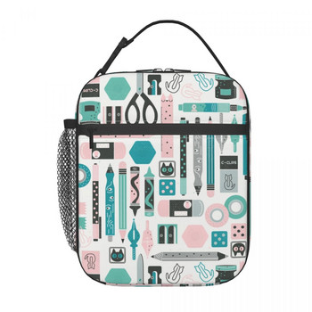 Back To School Pattern Insolated Lunch Bags Μολύβια δασκάλου Χαρτικά Αγάπη Φορητό ψυγείο Θερμικό Κουτί φαγητού Παιδιά Παιδιά