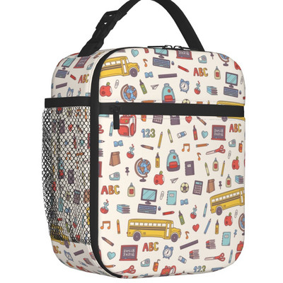 Vissza az iskolába Minta Hőszigetelt ebédszatyrok Tanári ceruzák Írószerek Szerelem Hordozható Hűtő Termikus étel ebéddoboz Gyerekek