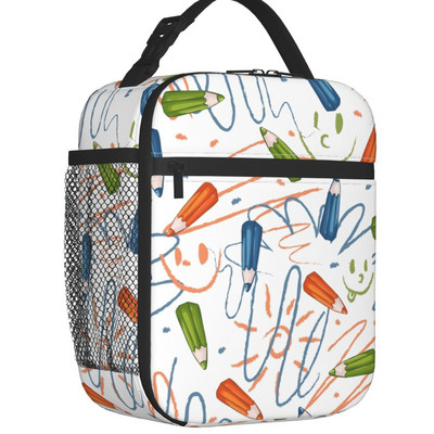 Vissza az iskolába Minta Hőszigetelt ebédszatyrok Tanári ceruzák Írószerek Szerelem Hordozható Hűtő Termikus étel ebéddoboz Gyerekek