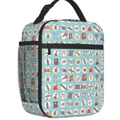 Vissza az iskolába Minta Hőszigetelt ebédszatyrok Tanári ceruzák Írószerek Szerelem Hordozható Hűtő Termikus étel ebéddoboz Gyerekek