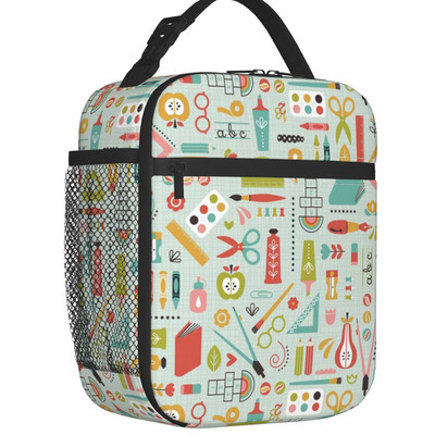 Vissza az iskolába Minta Hőszigetelt ebédszatyrok Tanári ceruzák Írószerek Szerelem Hordozható Hűtő Termikus étel ebéddoboz Gyerekek
