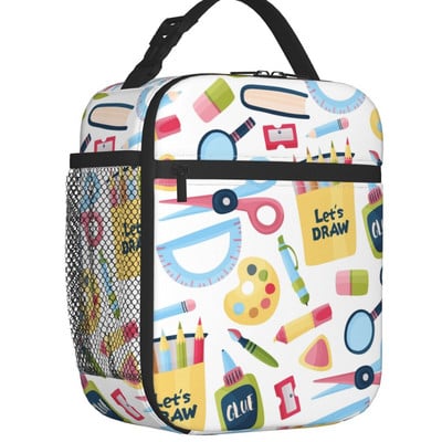 Vissza az iskolába Minta Hőszigetelt ebédszatyrok Tanári ceruzák Írószerek Szerelem Hordozható Hűtő Termikus étel ebéddoboz Gyerekek