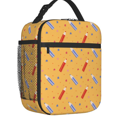 Vissza az iskolába Minta Hőszigetelt ebédszatyrok Tanári ceruzák Írószerek Szerelem Hordozható Hűtő Termikus étel ebéddoboz Gyerekek