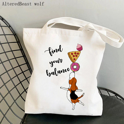 Geantă Shopper pentru femei, portret de câine Beagle, cu flori, Geantă Kawaii, Harajuku, pentru cumpărături, geantă pentru cumpărături din pânză, geantă de mână pentru fetiță, geantă de umăr.